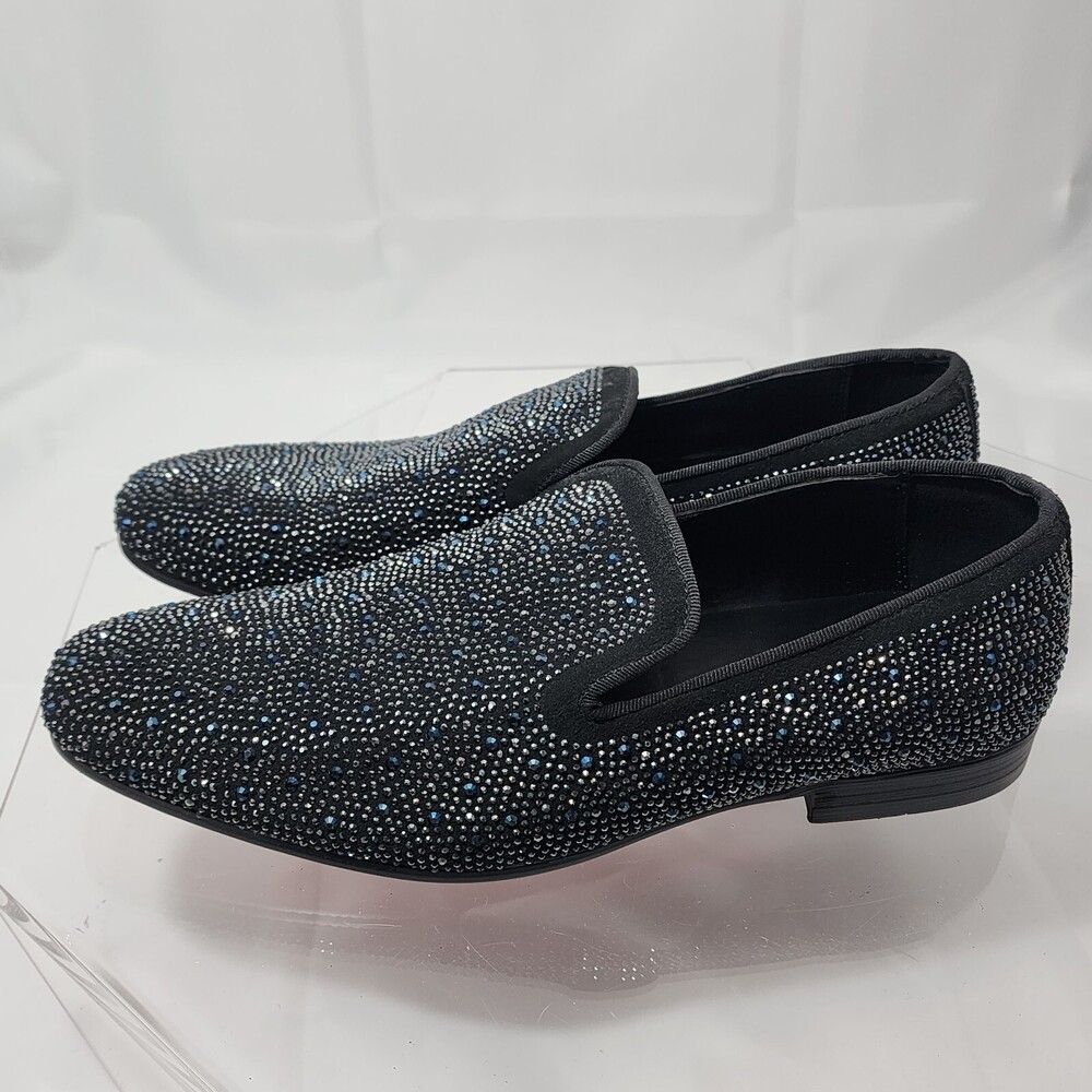 Moretti Irving Formal Loafers Crystals Navy Blue 9.5 Gold Label Red Bottom Shoes